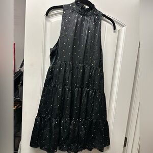 TCEC Black Satin Dress with Gold Dots
